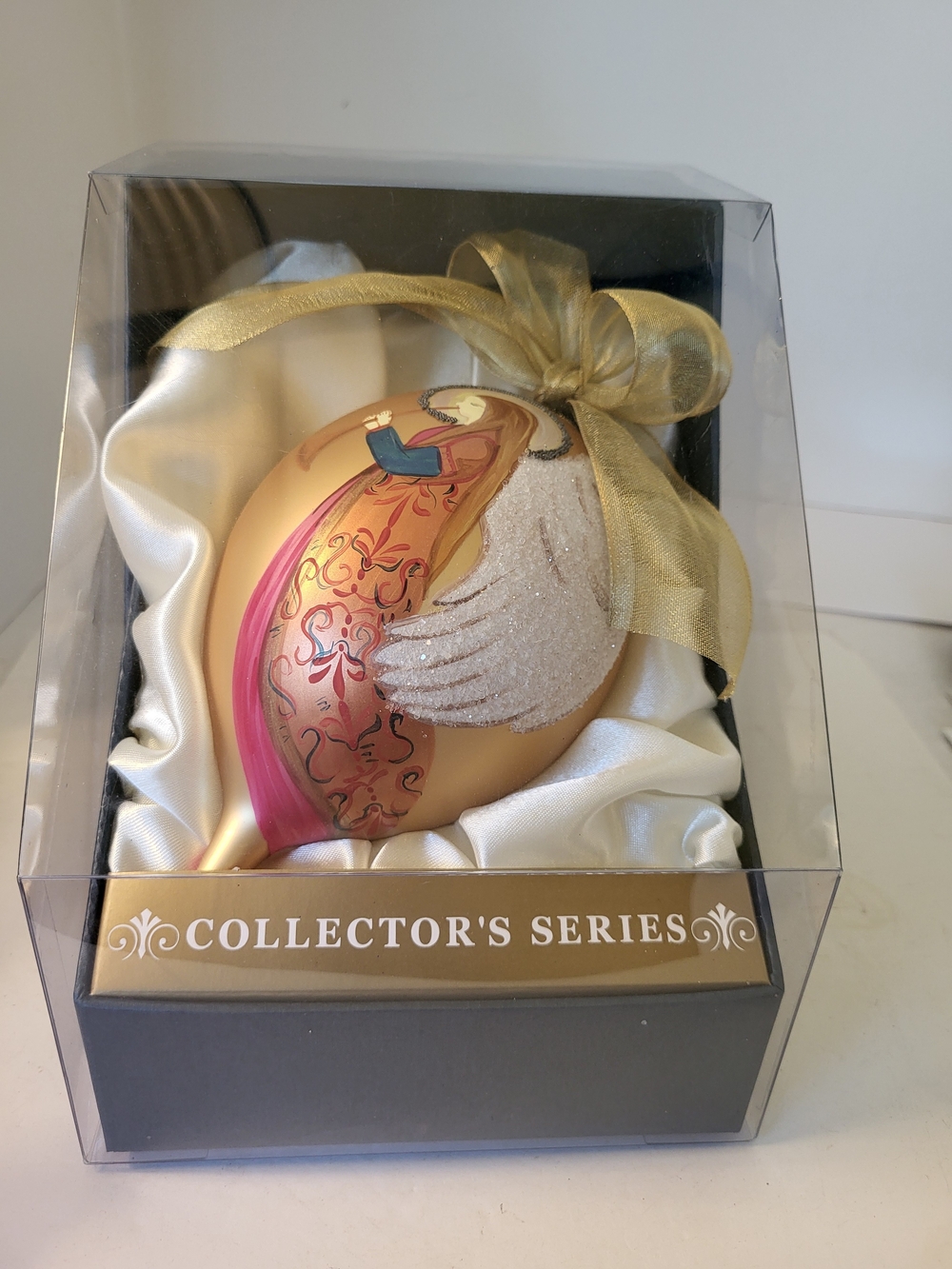 2007 Collector Series Beaded Angel Glass Ornament NIB Poland 7"